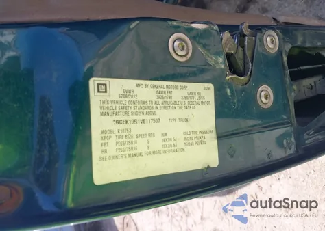 1997 Chevrolet K1500 Fleetside z USA, uszkodzony, nr VIN 1GCEK19R1VE117507